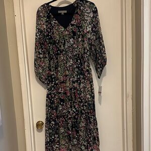 Danny & Nicole Black Floral Long Sleeve Dress